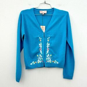 NWT embroidered cardigan with hook and eye closure